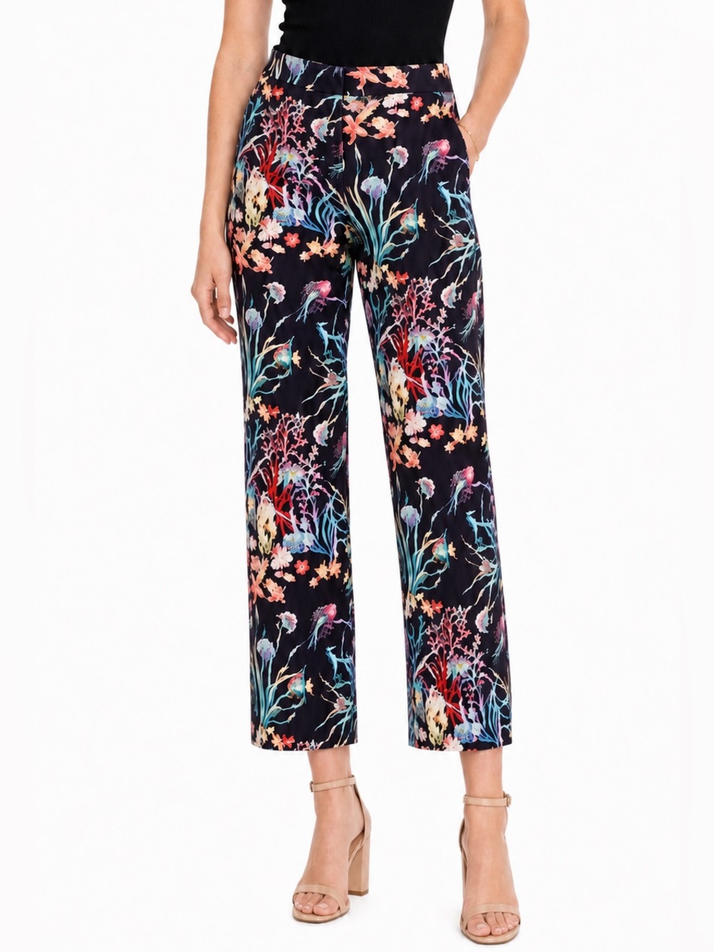 J.Crew Collection Ratti Under the Sea Print Straight Leg Crop Pants Size 2 NWOT